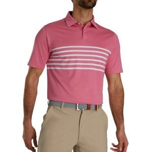 FootJoy Pink and White Striped Polo Shirt